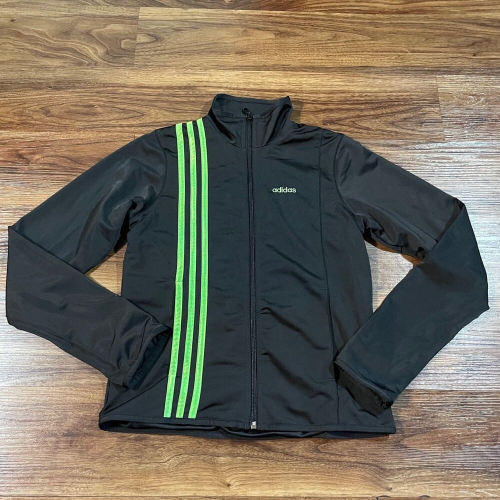 Adidas Full Zip Sweater Mock Neck Sweatshirt Polyester Sweater Black Boys Size S
